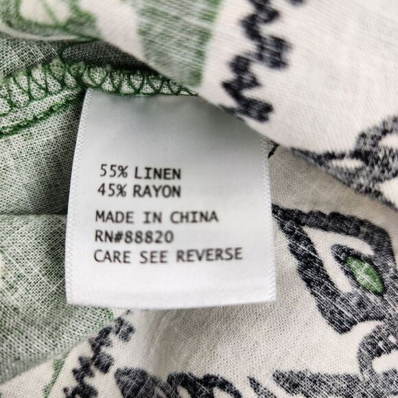Haute Hippee Linen Blend Green Boho Size 2X Summer Abstract Top - Picture 5 of 8